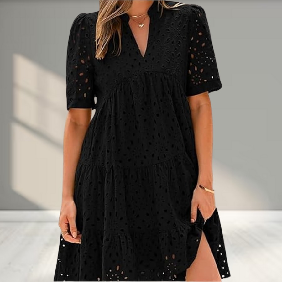 Norah™ - Elegant sommerkjole med blondeflæser