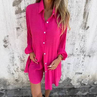 Nora™ - Afslappet sæt med bluse og shorts